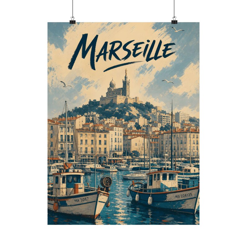 Póster turístico de Marsella, cuadro decorativo del Viejo Puerto de la Riviera Francesa imagen 2