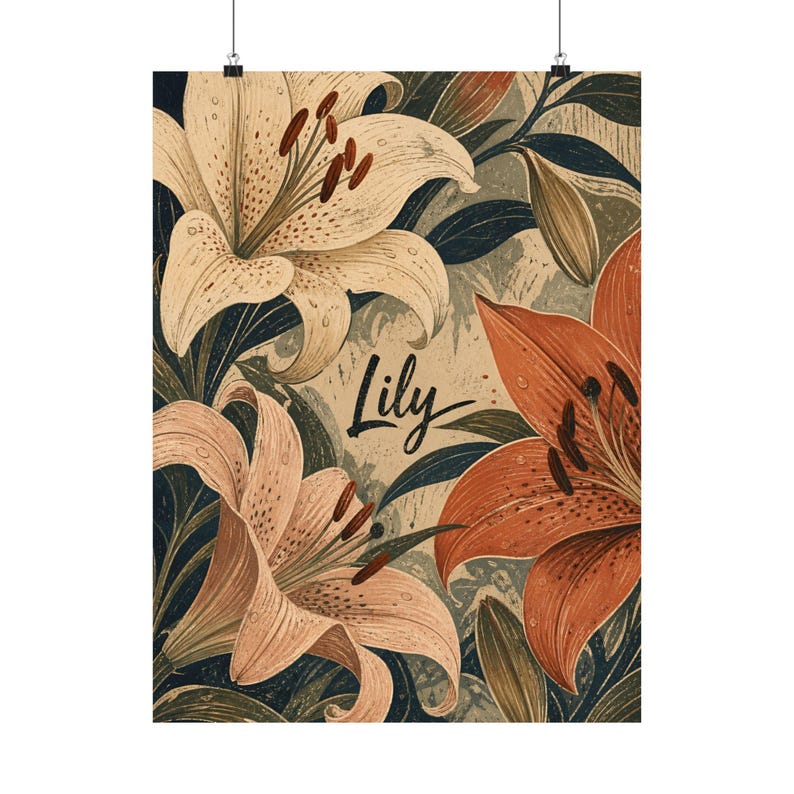 Lily Wall Art, Vintage Botanical Matte Poster image 2