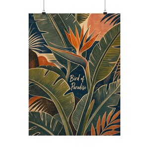 Affiche Oiseau de Paradis, décoration murale tropicale vintage, style jungle botanique image 2