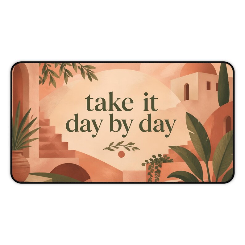 Take It Day By Day Desk Mat | Calming Mediterranean Illustration image 7