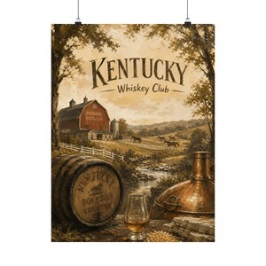 Kentucky Bourbon Poster, Rustic Whiskey Club Distillery Art image 2