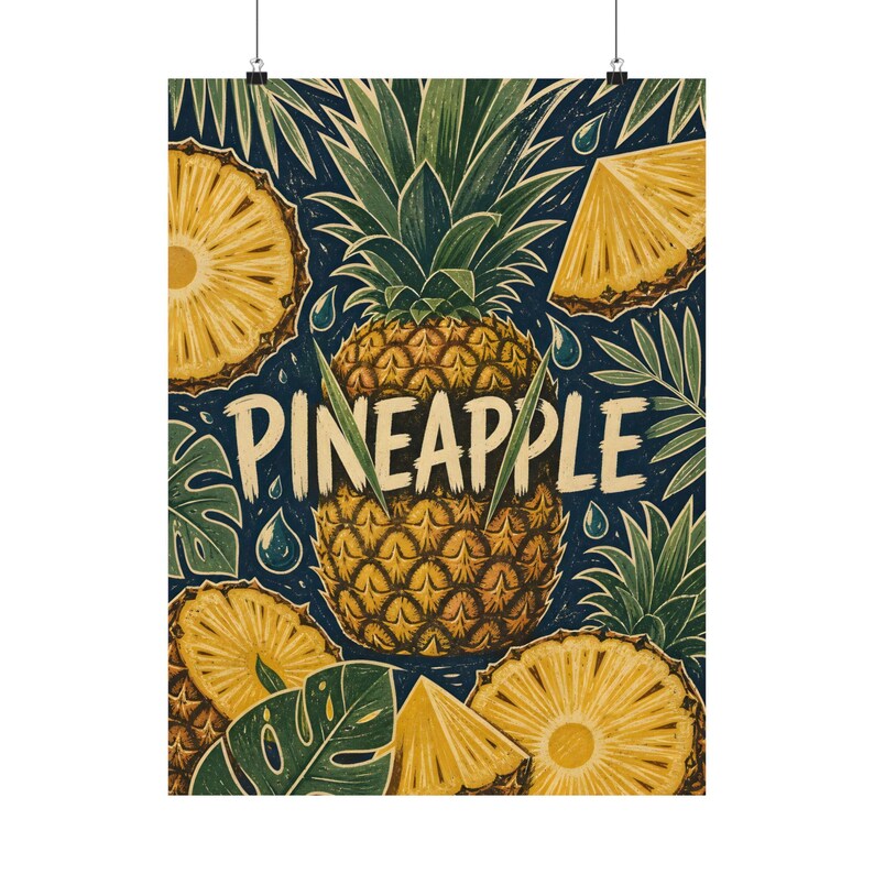 Ananas-Wandbild, Vintage-Poster für die tropische Küche Bild 2