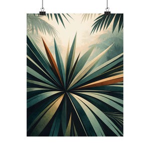 Tropical Palm Leaf Poster, Vintage Jungle Wall Art, Mid Century Botanical Decor image 2