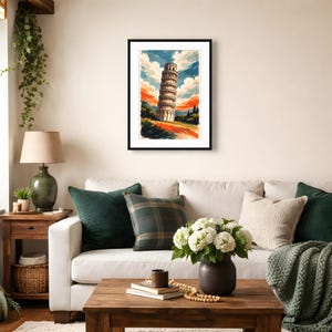 Leaning Tower of Pisa Poster | Printable Wall Art | Italy Travel Print | Watercolor Landscape | Downloadable Prints - Image 5
