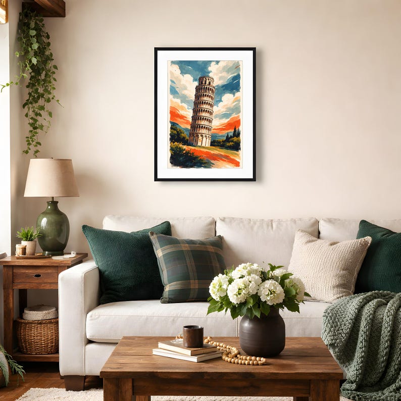 Leaning Tower of Pisa Poster | Printable Wall Art | Italy Travel Print | Watercolor Landscape | Downloadable Prints - Image 5