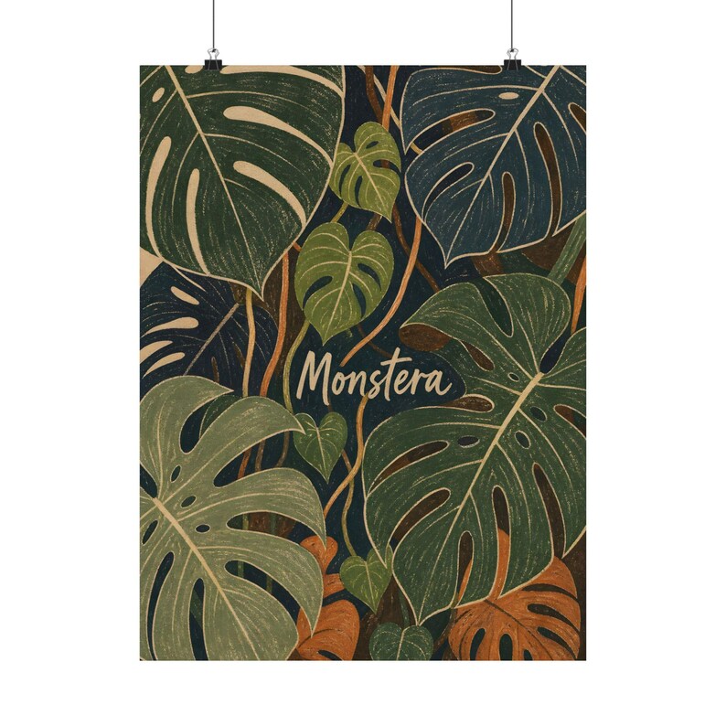 Monstera Poster, Vintage Tropical Botanical Wall Art image 10