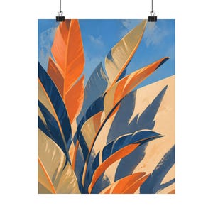 Póster mural de Ave del Paraíso, diseño botánico tropical de mediados de siglo imagen 2