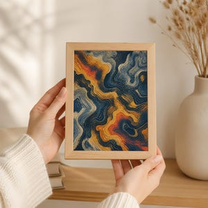 Abstract Topographic Map Wall Art, Earth Tones Ocean Waves Poster Print image 5