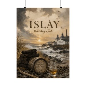 Islay Whiskey Poster, Scottish Coastal Distillery Wall Art image 2
