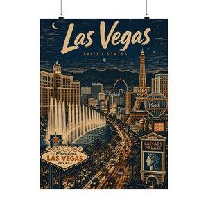 Pôster de Las Vegas, Arte de Parede Vintage para Viagens, Decoração Retrô de Nevada imagem 2