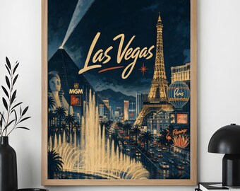 Las Vegas Wall Art, Vintage Casino Strip Travel Poster