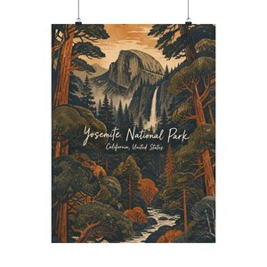 Yosemite National Park Poster, Vintage California Travel Wall Art image 2