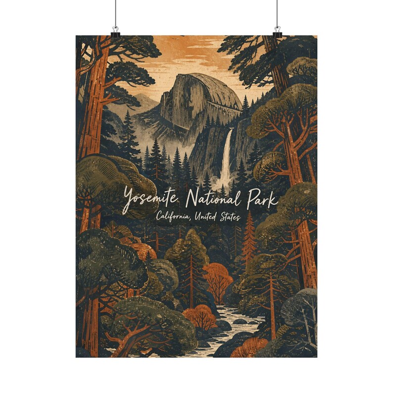 Yosemite National Park Poster, Vintage California Travel Wall Art image 2