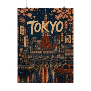 Tokyo Matte Poster, Japanese City Wall Art, Retro Travel Decor image 11