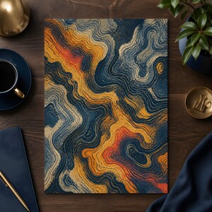 Abstract Topographic Map Wall Art, Earth Tones Ocean Waves Poster Print image 11