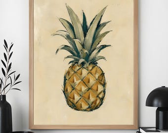 Pineapple Wall Art, Minimal Tropical Kitchen Poster