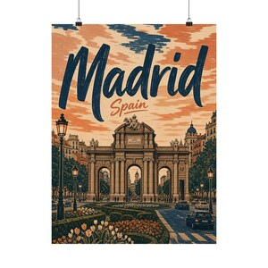 Madrid Travel Poster, Puerta de Alcalá Vintage Wall Art image 11