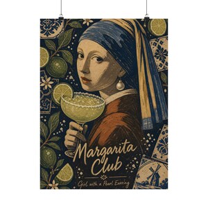 Girl With a Pearl Earring Poster, Margarita Club Bar Art image 2