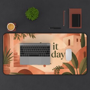 Take It Day By Day Desk Mat | Calming Mediterranean Illustration image 4