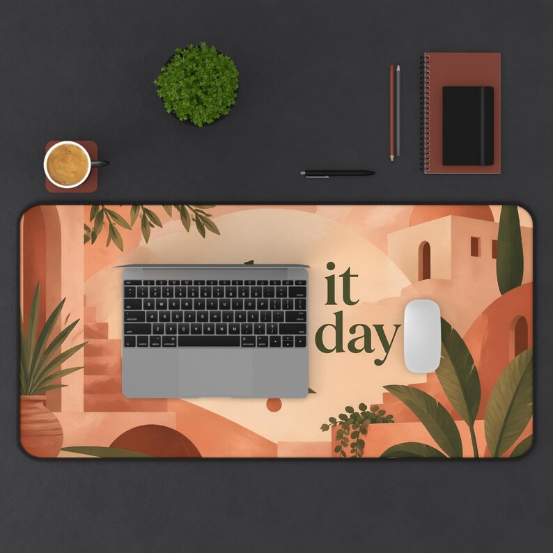 Take It Day By Day Desk Mat | Calming Mediterranean Illustration image 4