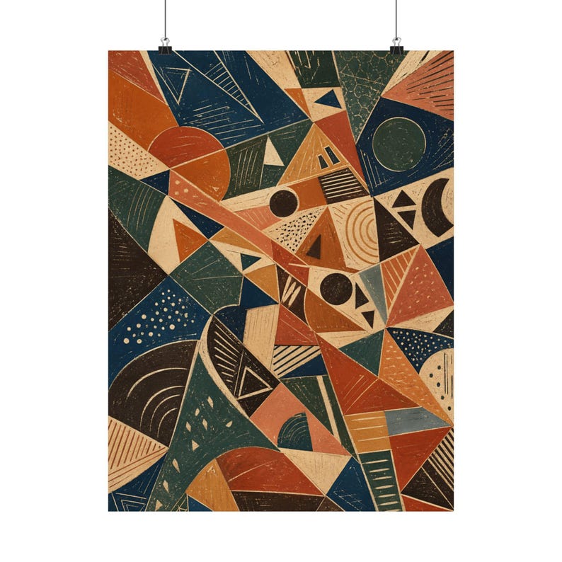 Geometric Abstract Poster, Bauhaus Wall Art, Mid Century Modern Decor image 2