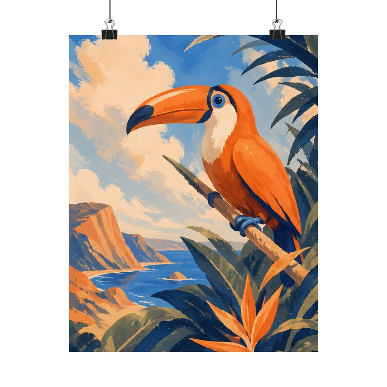 Toucan Wall Art, Tropical Bird Poster, Coastal Jungle Decor image 2
