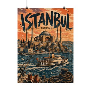 Istanbul Travel Poster, Hagia Sophia Wall Art, Vintage Türkiye Decor image 8
