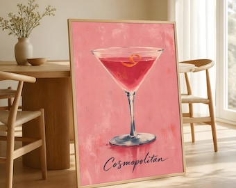 Cosmopolitan-Cocktail-Poster, Pink Martini Barwagen-Kunst