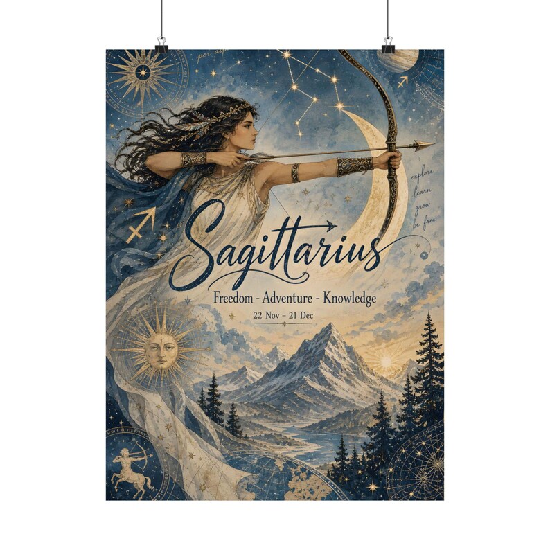 Sagittarius Zodiac Poster, Celestial Archer Astrology Wall Art image 2