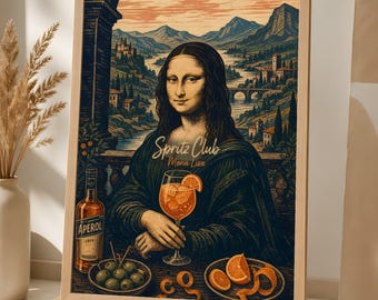 Mona Lisa Poster, Spritz Club Renaissance Bar Art