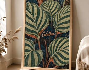 Affiche Calathea, art mural botanique vintage, décoration de plantes tropicales