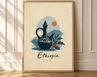 Ethiopia Coffee Poster, Minimalist African Kitchen Wall Art