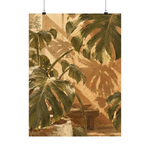 Monstera Wall Art, Tropical Botanical Matte Poster image 2
