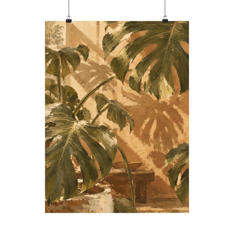 Monstera Wall Art, Tropical Botanical Matte Poster image 2