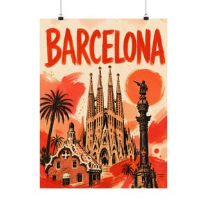 Barcelona Travel Poster, Spain City Wall Art, Sagrada Familia Print image 7
