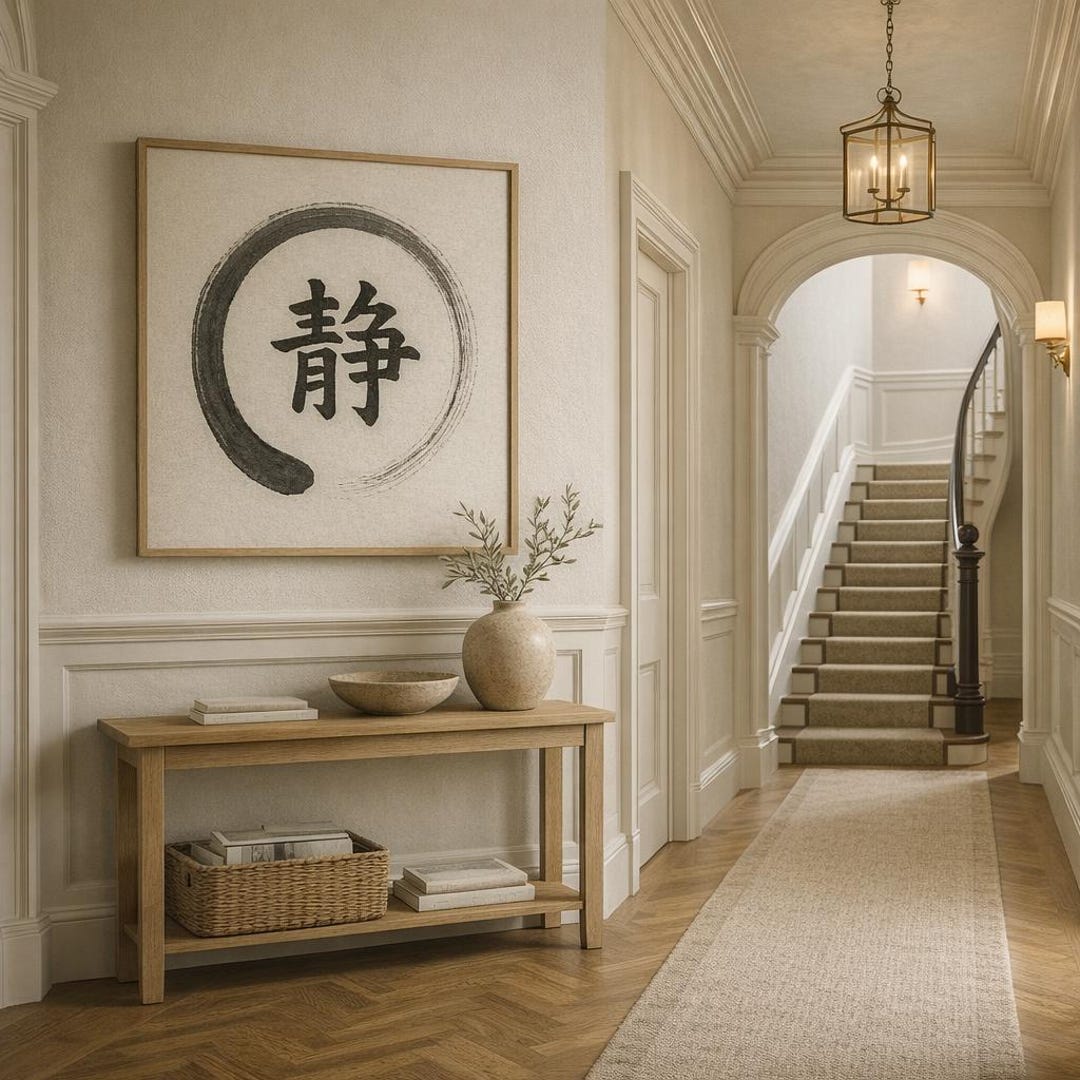Zen Enso Wall Art With Kanji “calm” | Minimalist Japanese Ink Circle ...