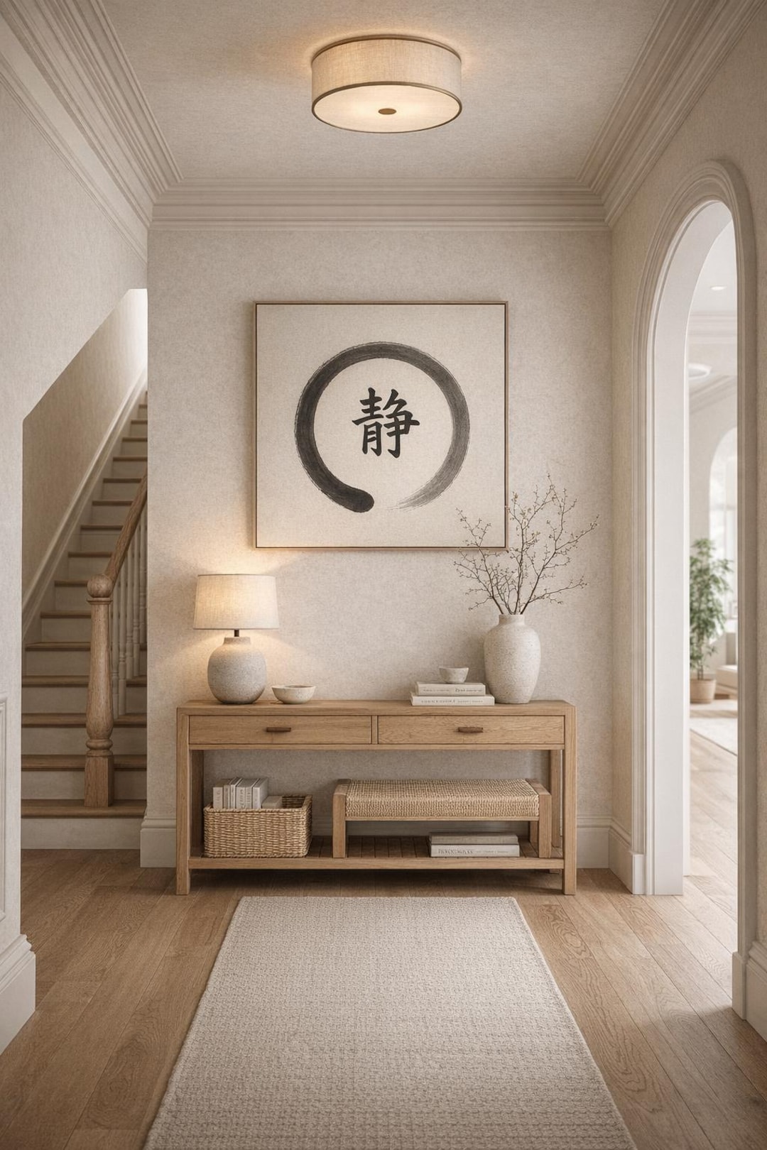 Zen Enso Wall Art With Kanji “静” | Minimalist Japanese Calm Print ...