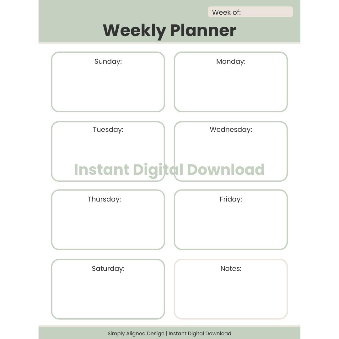 Minimalist Weekly Planner Printable | Brain Dump Page | Simple ...