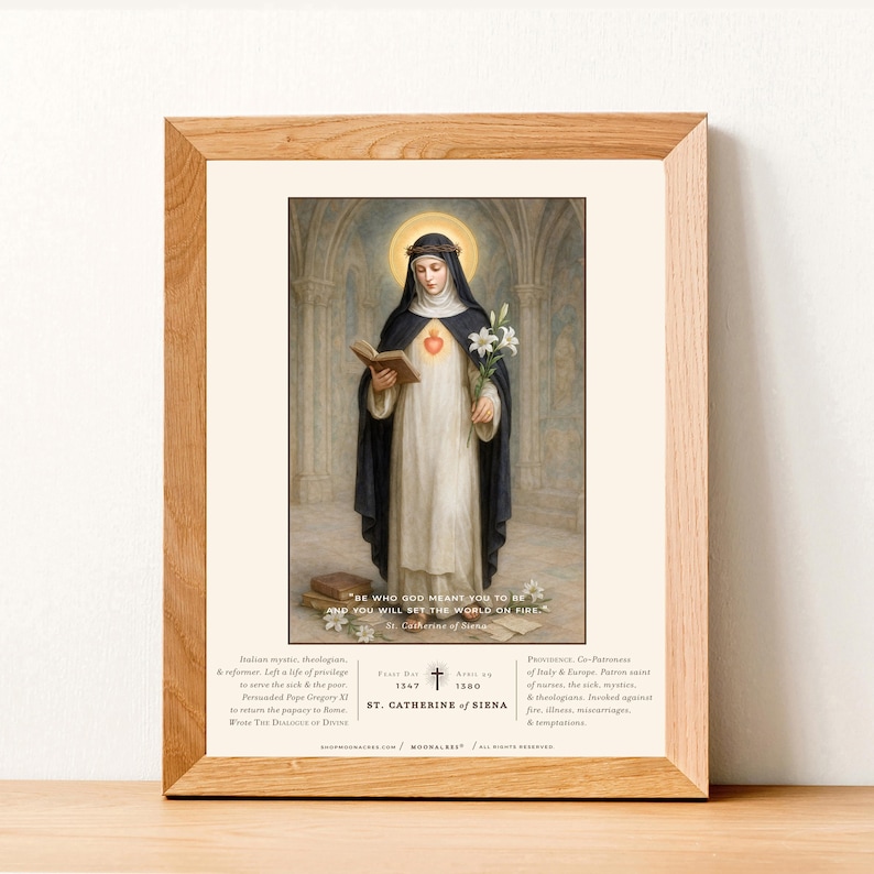 Saint Catherine of Siena | Catholic Art Print | Patron St Portrait ...