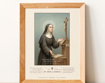 Saint Rita of Cascia | 2 Pc Set Printable Download Religious Portrait | Patron of Impossible Causes