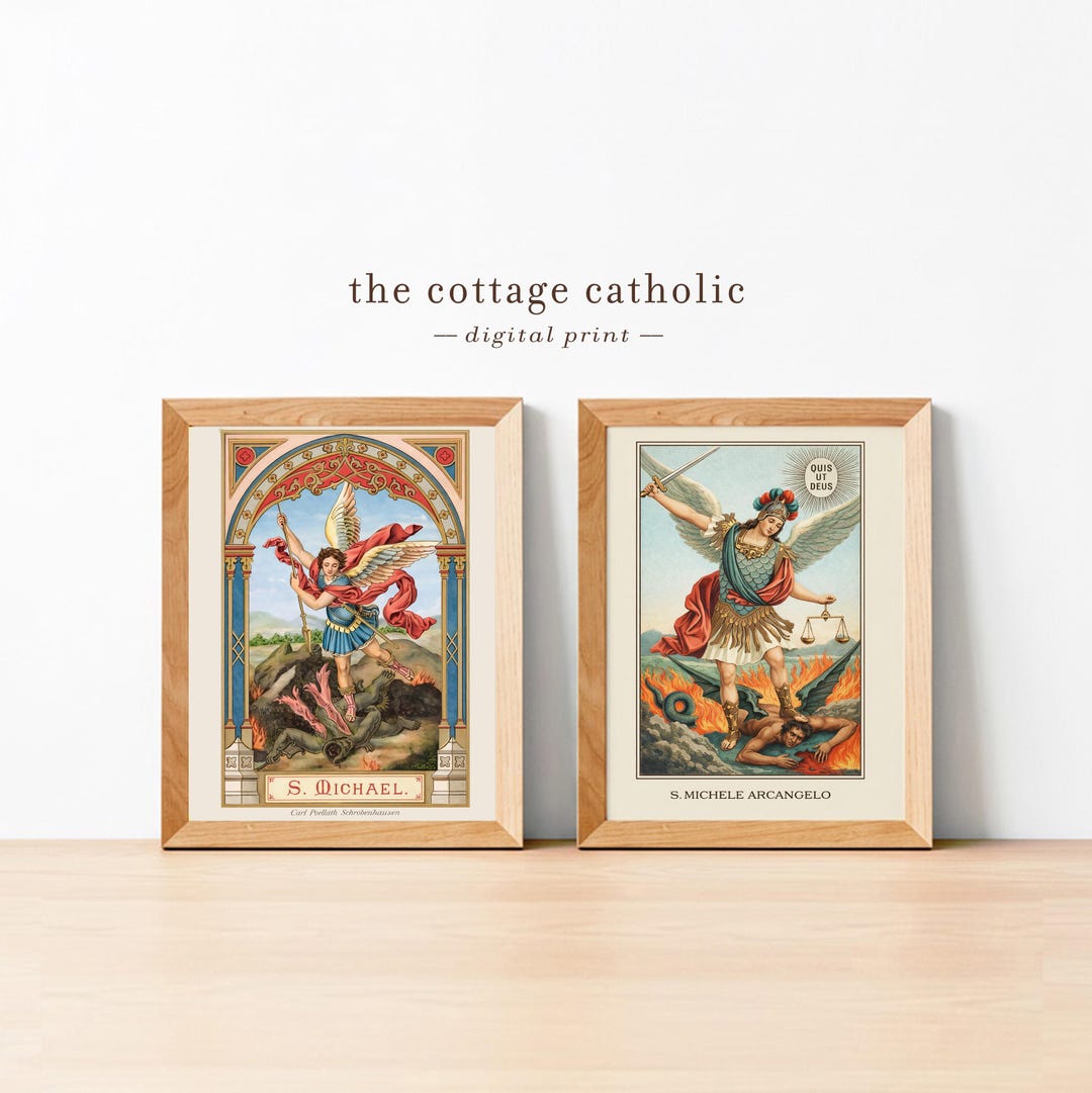 Saint Michael the Archangel | Restored + Enhanced Vintage Holy Card ...