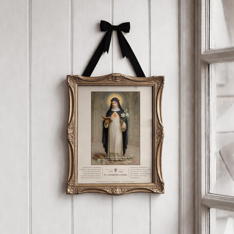 Saint Catherine of Siena | Catholic Art Print | Patron St Portrait ...