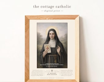 Saint Margaret Mary Alacoque | Catholic Art Print | Sacred Heart of Jesus | Christian Wall Art | Feast Day October 16 | Digital Download
