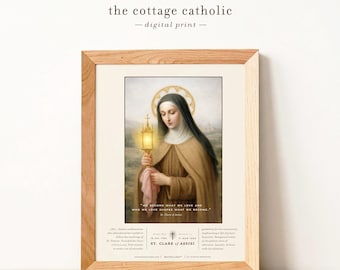 Saint Clare of Assisi Portrait | Catholic Wall Art (Digital Download)