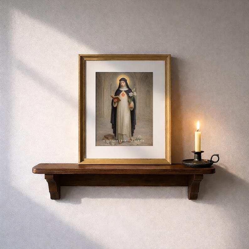 Saint Catherine of Siena | Catholic Art Print | Patron St Portrait ...