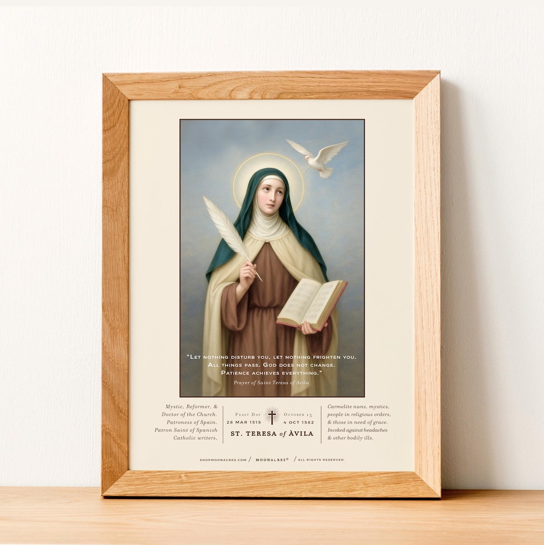 Saint Teresa of Ávila Portrait | Catholic Art Print (digital Download ...