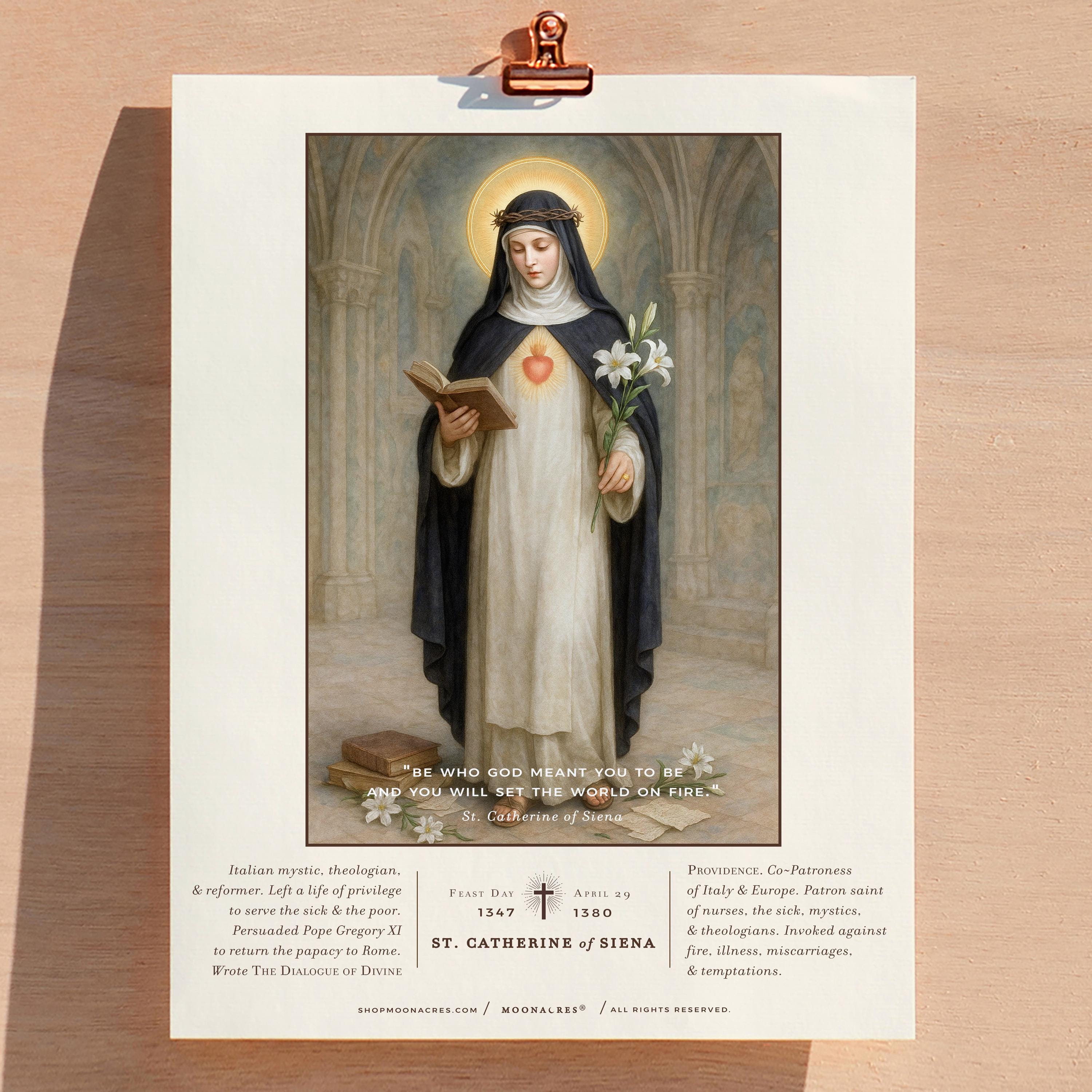 Saint Catherine of Siena | Catholic Art Print | Patron St Portrait ...