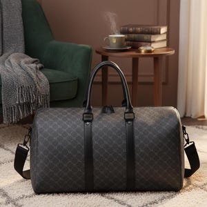 Herren Graphite Monogram Weekender Umhängetasche – Kunstleder Handgepäck