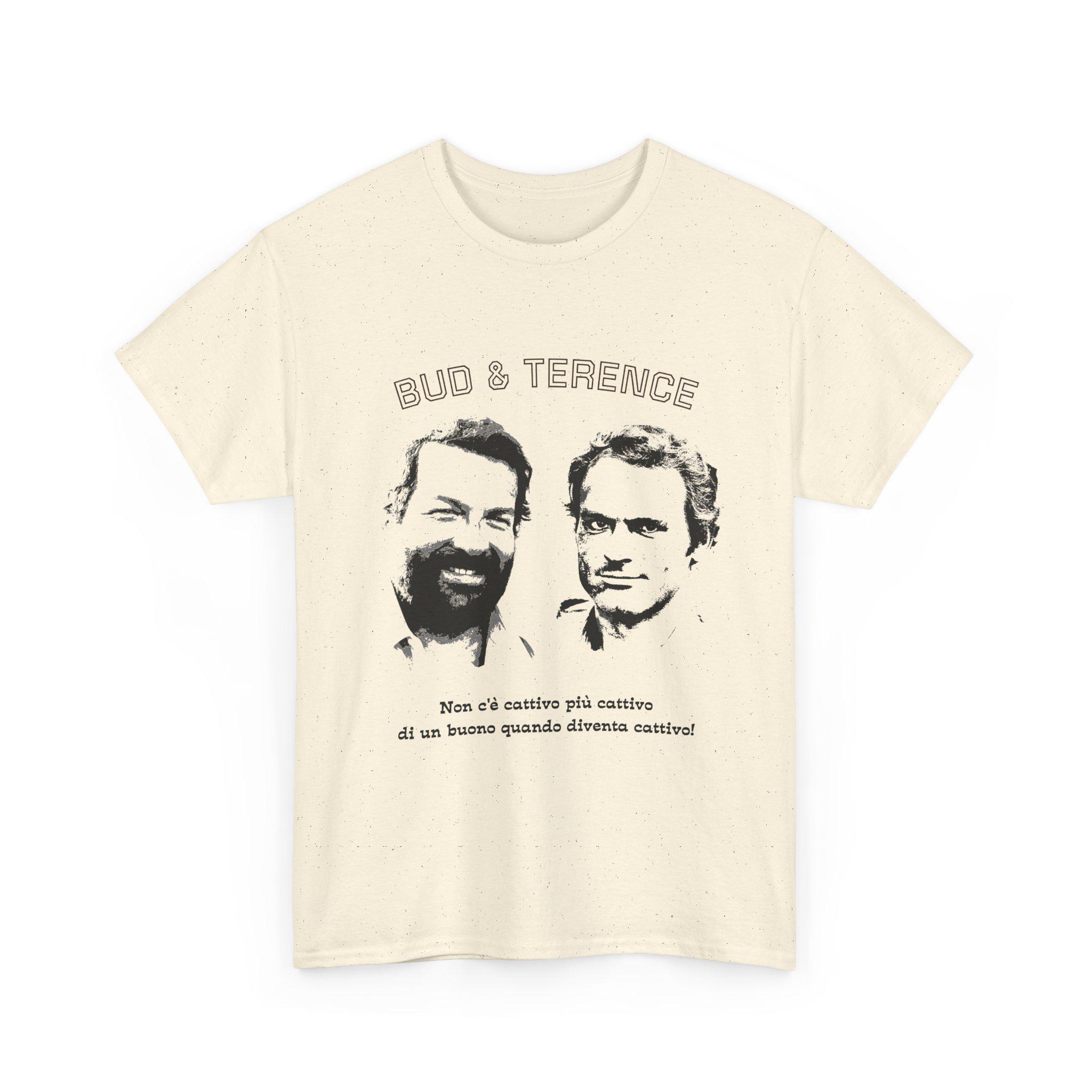 T-shirt BUD e TERENCE HILL adulto e bambino volto bianca e nera cotone