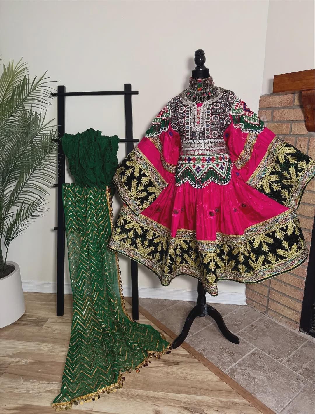 strapless open back dress Ronaq | Mehndi Dress | Pakistani Formal Dresses main image 1